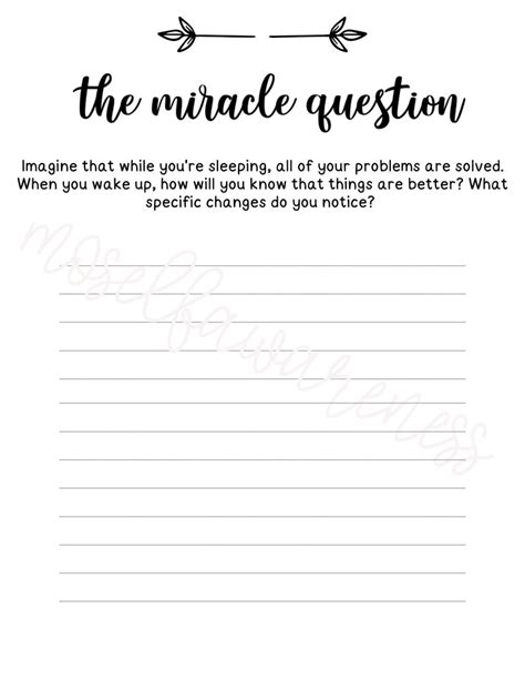 The Miracle Question Instant Download Worksheet Etsy