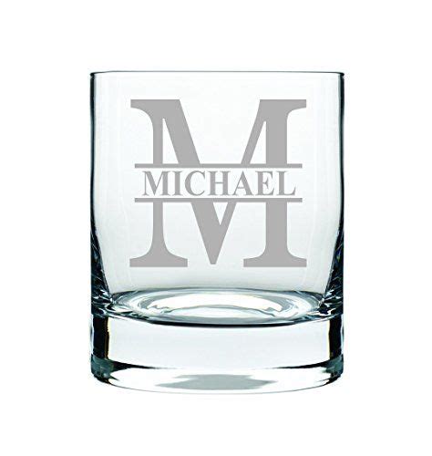 Personalized Initial With Name Whiskey Rocks Glass 11 Oz Groomsman T Wedding Party T