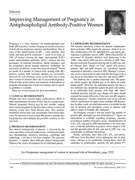 Improving Management Of Pregnancy In Antiphospholipid Antibody Positive