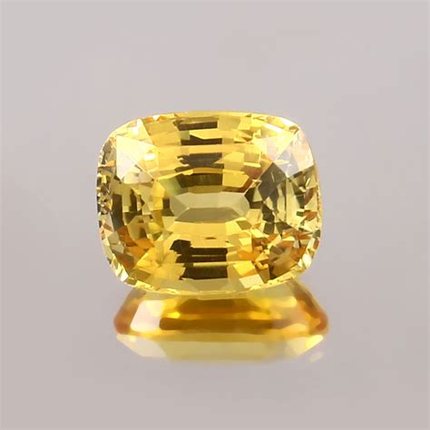 Aaa Natural Flawless Ceylon Yellow Sapphire Cushion Loose Gemstone Cut