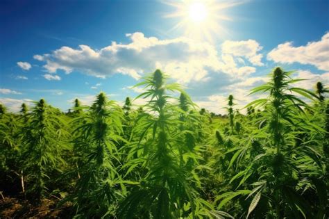 Premium AI Image Cannabis Plants Basking Under The Sun In A Field