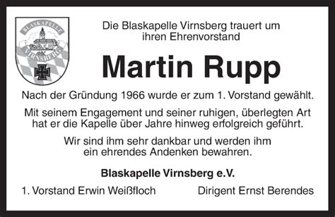 Traueranzeigen Von Martin Rupp Trauer Flz De