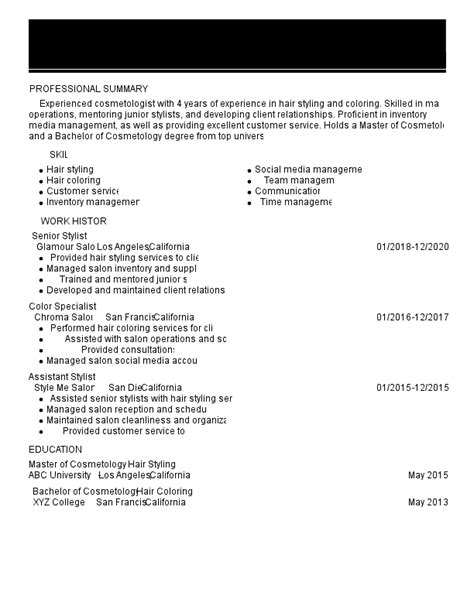 12 Cosmetologist Resume Examples For 2025