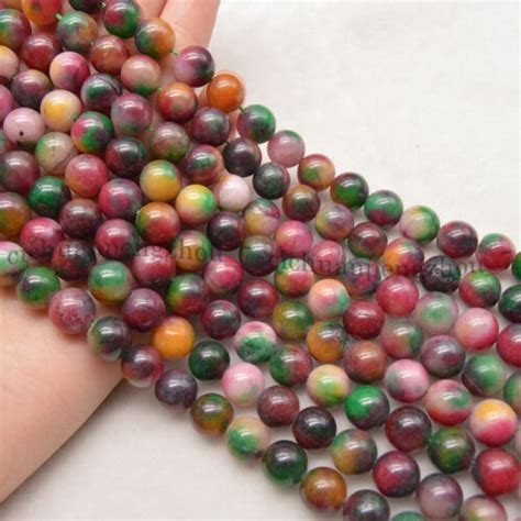 Mm Multicolor Jade Round Gemstone Loose Beads Strand Jewelry