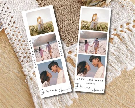 Save The Date Photo Booth Strip Template Minimalist Wedding Photo