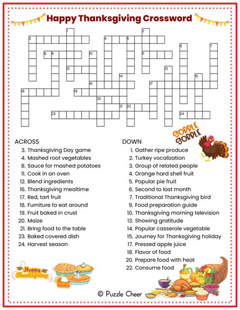 Happy Thanksgiving Crossword Puzzle - Puzzle Cheer