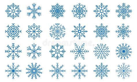 Sistema De Iconos Del Copo De Nieve Vector En El Fondo Blanco Stock De