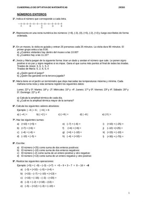 Pdf Ejercicios De Recuperaci N Para Alumnos De De Eso