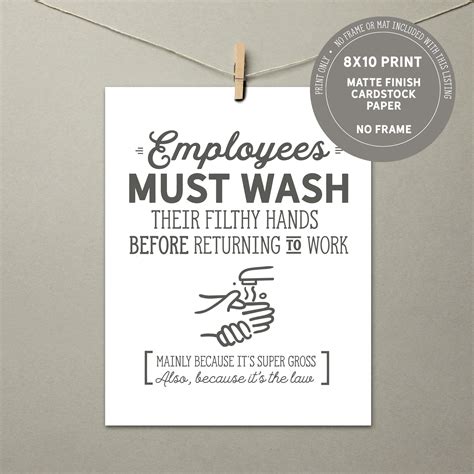 Employees Must Wash Hands Funny Business Restroom Sign Etsy