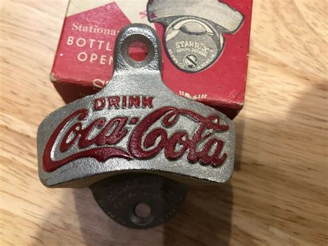 Vintage 1940s Brown Mfg Co Starr X Coca Cola Stationary Bottle Opener