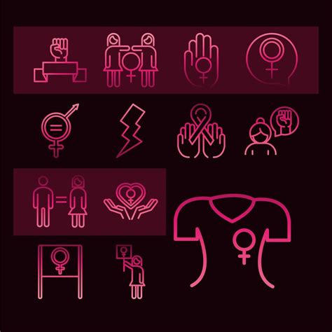 Feminismus Bewegung Symbol Frauenrechte Piktogramm Linie Icons Pack 2614657 Vektor Kunst Bei