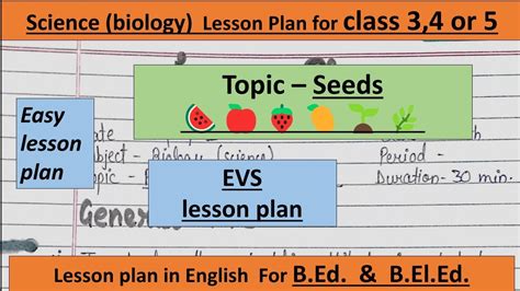 Easy Evs Biological Science Lesson Plan For B Ed B El Ed In