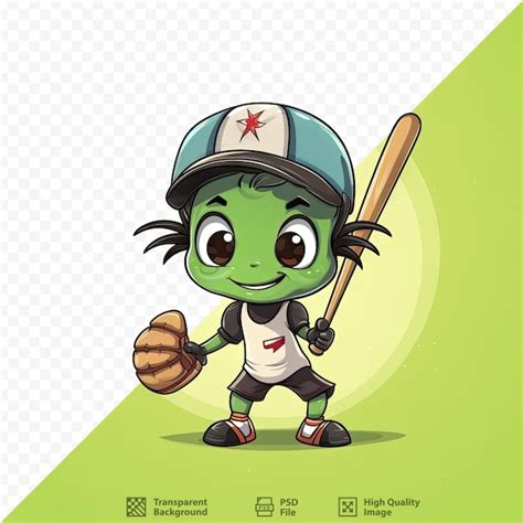 Um Personagem De Desenho Animado Um Taco De Beisebol E Uma Bola