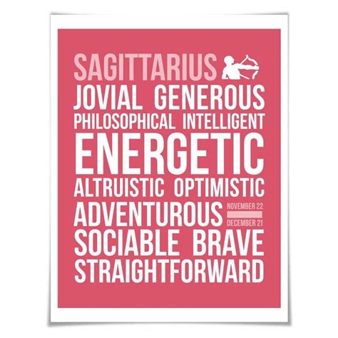 Sagittarius Personality Character Traits Art Print 60 Colours5 Sizes