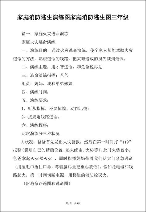 家庭消防逃生演练图家庭消防逃生图三年级word文档在线阅读与下载无忧文档