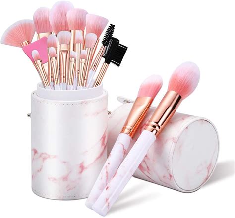 Makeup Brushes Sets Glamour Gaze 16PCS Pink Marble Make Up Brushes