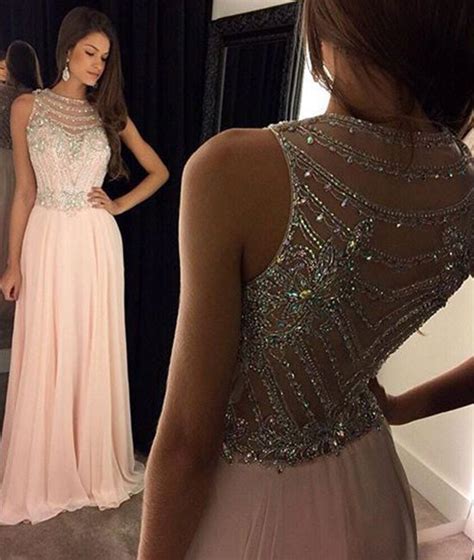 Prom Dressespink Chiffon Sequin Long Pink Prom Dress Evening Dress On Luulla