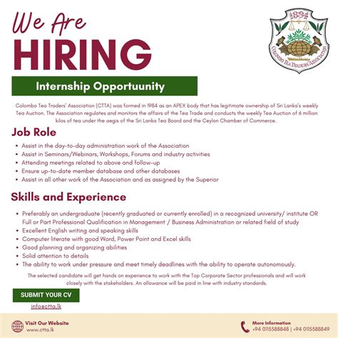 Colombo Tea Traders Association On Linkedin Jobopportunity