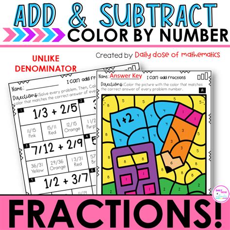 Adding And Subtracting Fraction With Unlike Denominator Worksheets