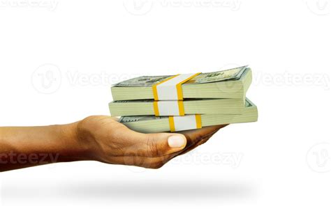 Hand Holding D Rendering Of Stacks Of Us Dollar Notes Isolated On