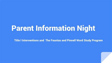 Ppt Parent Information Night Powerpoint Presentation Free Download