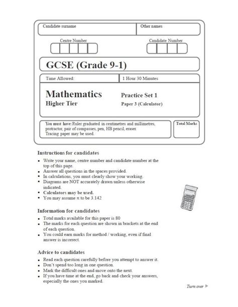 Gcse Maths Edexcel Practice Papers Higher Grade Etsy