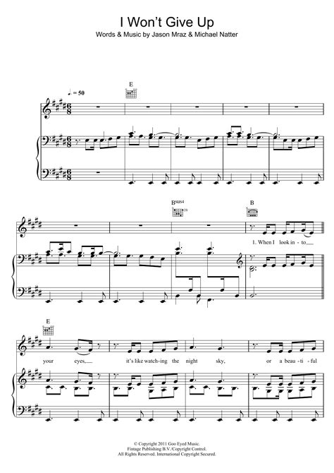 I Wont Give Up Sheet Music Direct