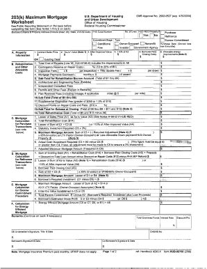 Fha K Worksheet Fillable Fill And Sign Printable Template Online