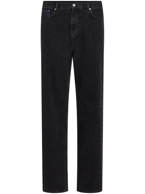 Karl Lagerfeld Jeans Logo Patch Straight Leg Jeans Black FARFETCH HK