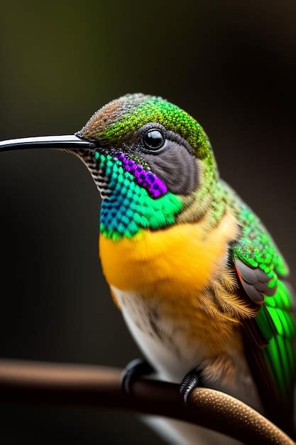 Un P Jaro Colorido Con Pico Negro Y Plumas Moradas Y Verdes Foto Premium