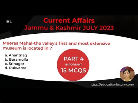 Jammu And Kashmir Current Affairs July Mcqs Part For Jkssb