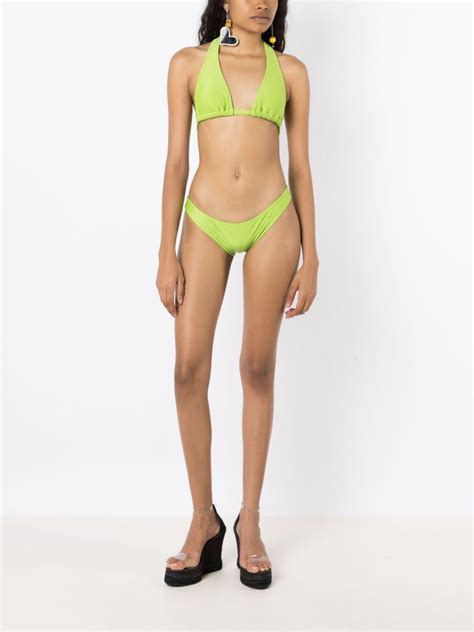 Amir Slama Halterneck Triangle Bikini Green FARFETCH