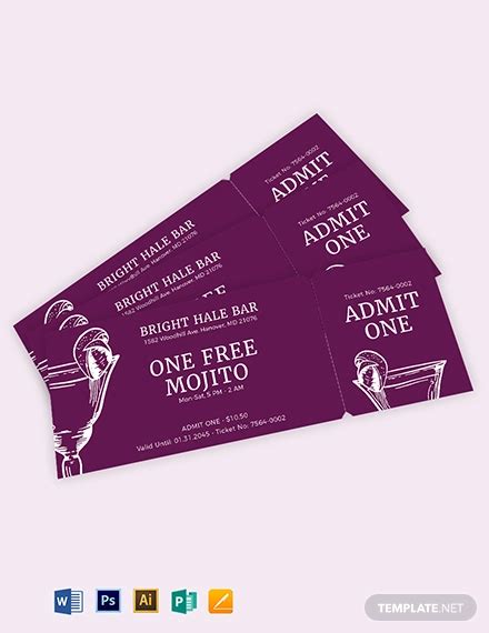 Drink Ticket - 18+ Examples, Illustrator, Word, Pages, Photoshop, Publisher