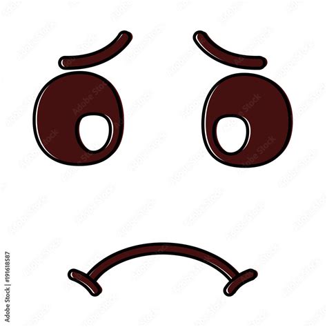 Cute Kawaii Sad Face Expression Cartoon Vector Illustration Stock