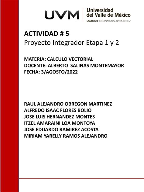 Actividad Proyecto Integrador Etapa Y Equipo Actividad