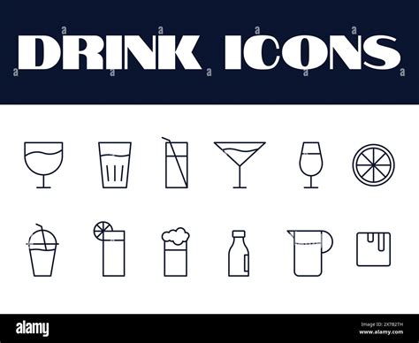 Beverage Drink Icons Set Line Drinks Icon Vector Illustration Beverage Icons Set Stock Vector