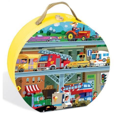 Janod - Hat Boxed Puzzle - Vehicles (100 pieces) - BabyOnline