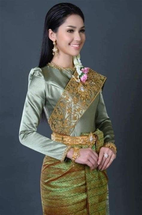 Thailands National Clothing Thai Siwalai Dress And Thai Garland