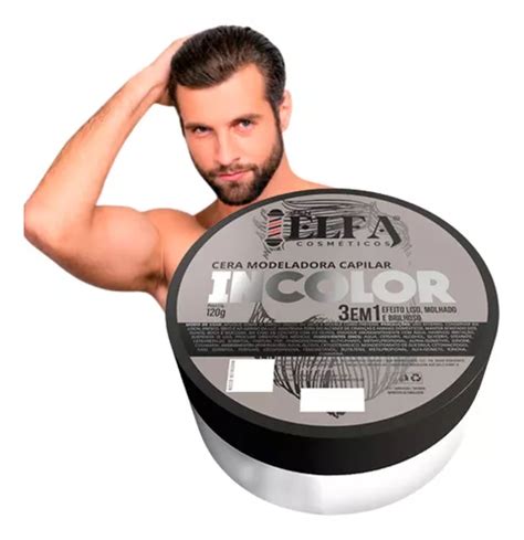 Cera Modeladora Capilar 3 Em 1 Incolor Elfa For Man 120g Frete grátis