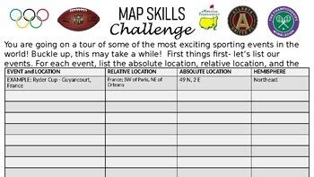 Map Skills Challenge-Sports Edition by Brittany Knight | TPT