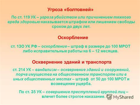 Ст 119 ук рф угроза убийством или причинением тяжкого вреда здоровью ...