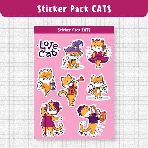 Jual Sticker Pack Kucing Cats Lucu Aesthetic Sticker Waterproof