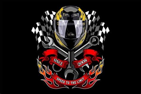 Racing Helmet And Checkered Flag Graphic By Jellybox999 · Creative Fabrica