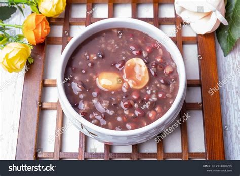 Korean Traditional Food Red Bean Porridge Stock Photo 2211800265