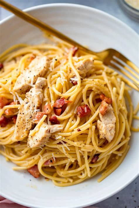 Tender Chicken Crispy Pancetta And Spaghetti All Tossed Together In A