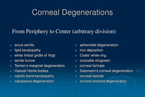 PPT - CORNEAL DYSTROPHIES AND DEGENERATIONS: DIAGNOSIS AND TREATMENT PowerPoint Presentation ...