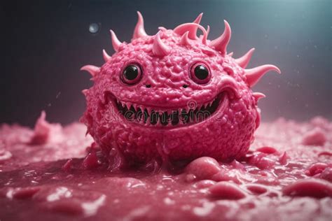 Pink Slime Monster With A Scary Smile Stock Illustration