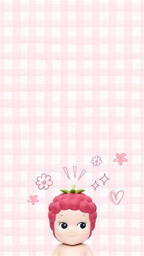 Raspberry Sonny Angel Lockscreen In 2024 Pink Wallpaper Ipad Wallpaper Iphone Cute Hello