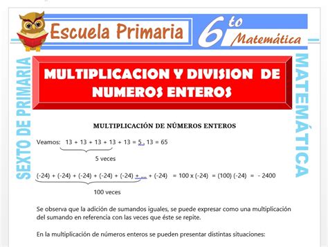 Multiplicaci N Y Divisi N De N Meros Enteros