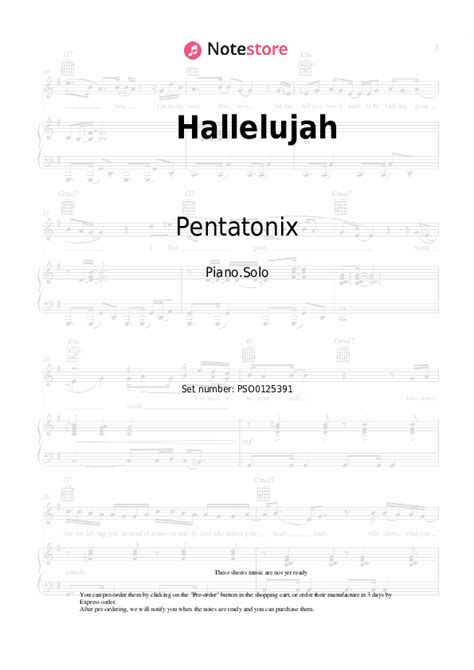 Hallelujah piano sheet music Pentatonix in Note-Store.com | Piano.Solo SKU PSO0125391